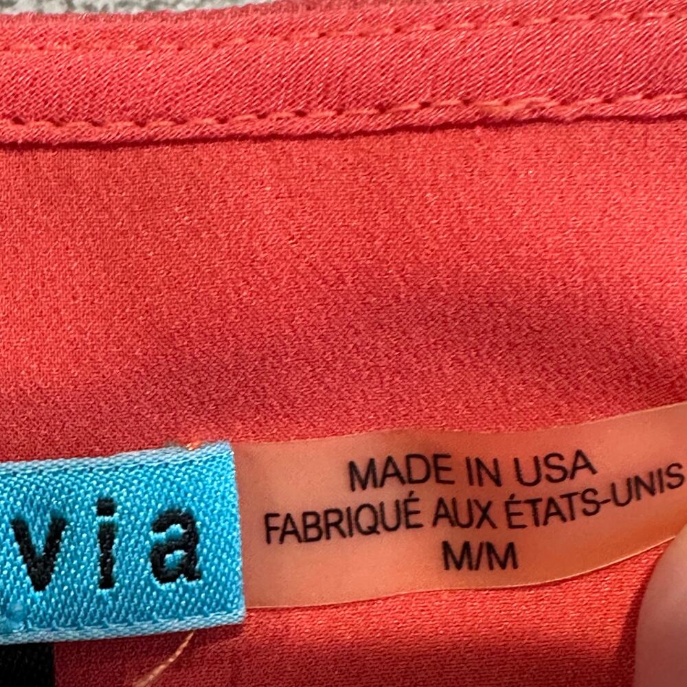 Alice + Olivia Sz M Cutout Cold Shoulder Top Salmon Lined Lightweight Flowy Tank - Picture 5 of 10